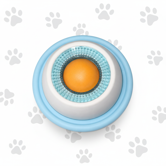 Slow feeder bowl with paw print background
